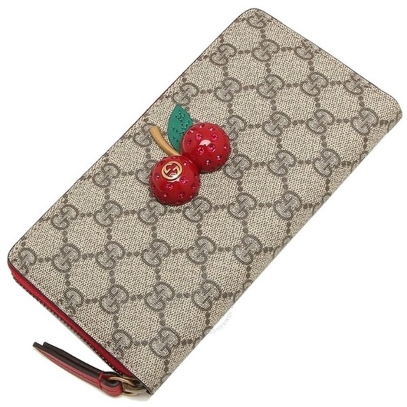 Gucci GG Supreme Canvas Zip Around Wallet with Cherries - Picture 1 of 14
